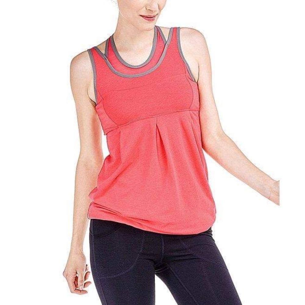 Lole Coral Gray Ella Tank Organic Cotton Built in Sports Bra